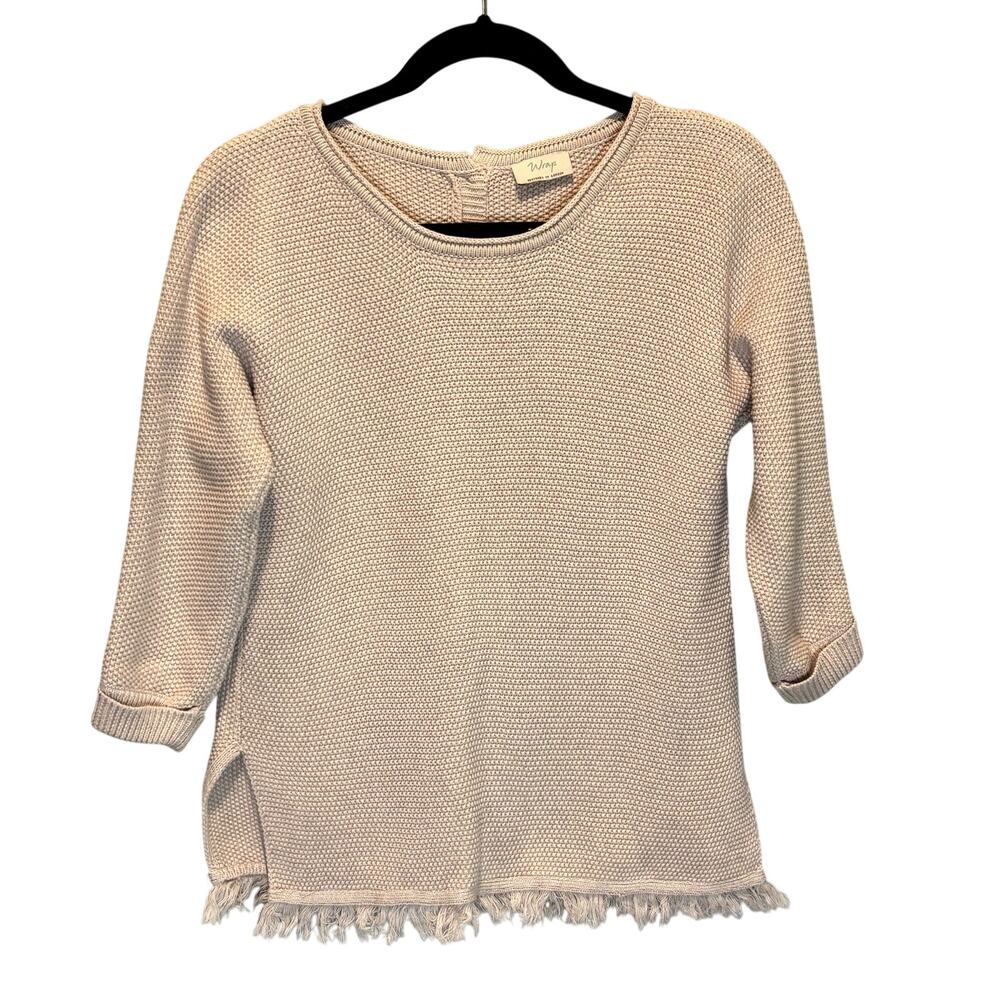 Wrap London Tan Textured Back Button Cotton Sweater - size 2